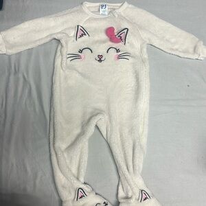 PJ Place - NWT - White and Pink Cat Footies Cozy One Piece romper